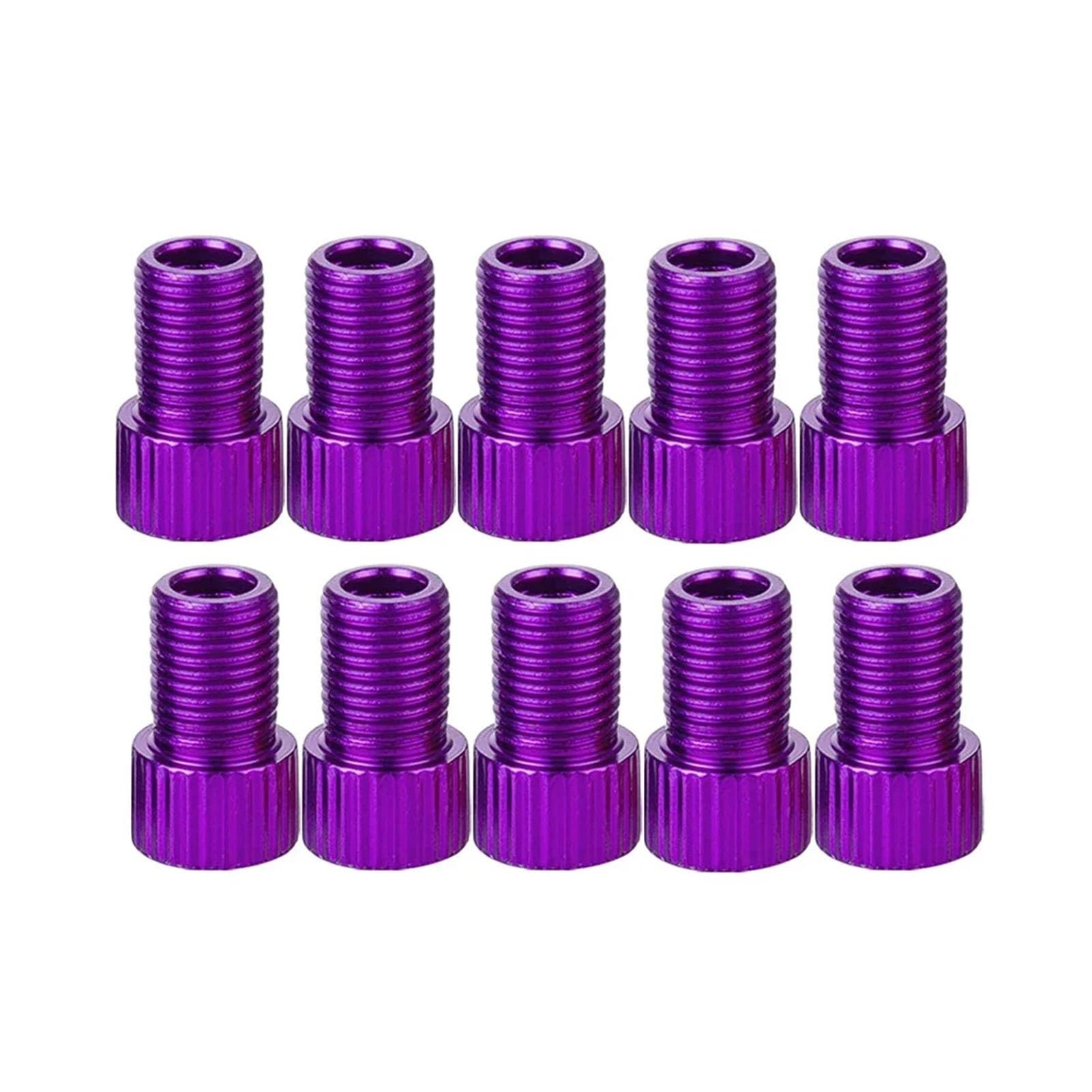 Dymkie 10 Pcs Purple 10 Colour Aluminum Bicycle Bike Valve Converter Car Valve Adapter(10 Pcs Purple)
