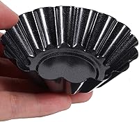 Vista 3 de Hemoton 12 moldes de acero al carbono de 2.93 pulgadas en forma de flor para huevos, mini tazas antiadherentes para hornear cupcakes, postres