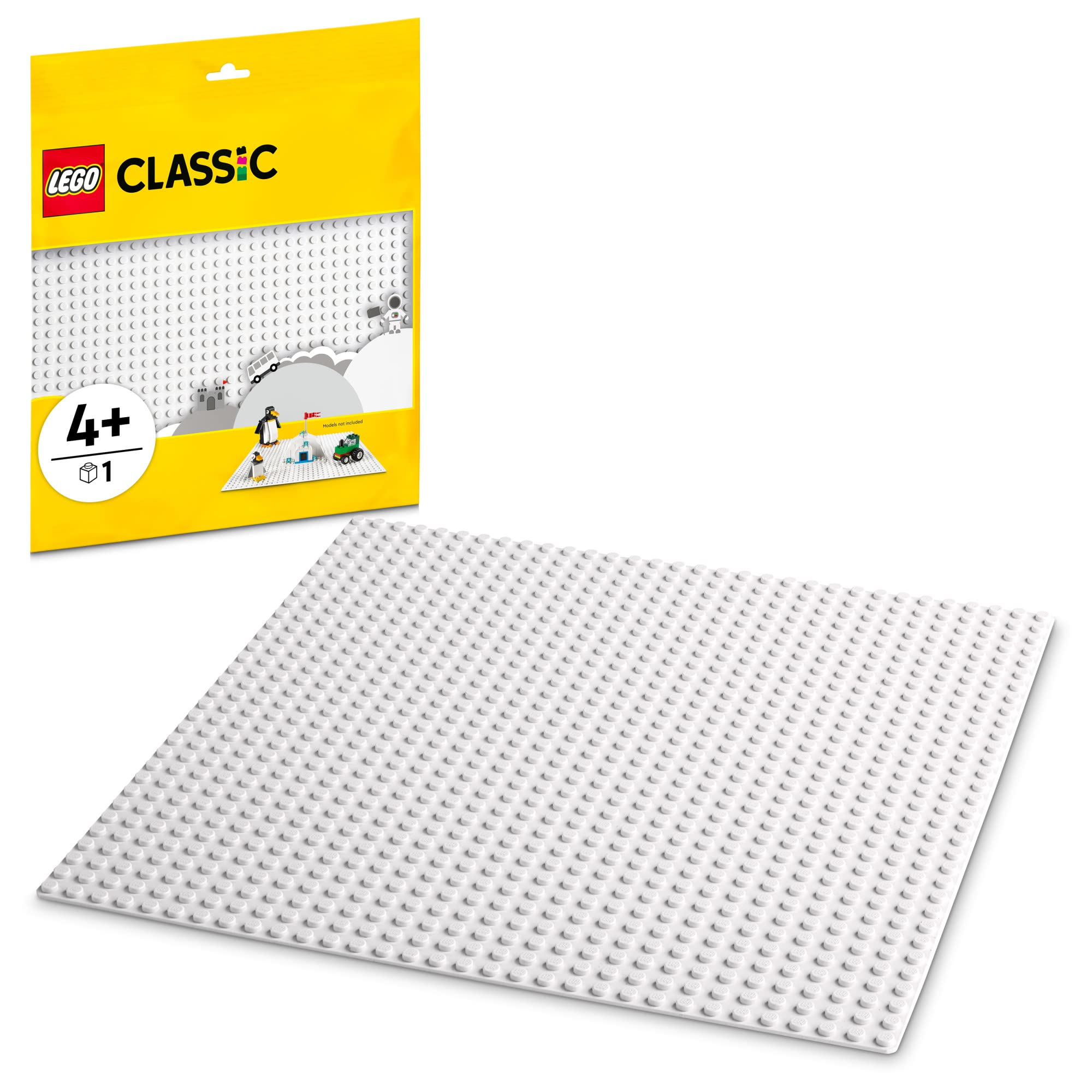 LEGO Classic White Baseplate 11026 Building Kit; Square 32x32 Landscape for Open-Ended, Imaginative 
