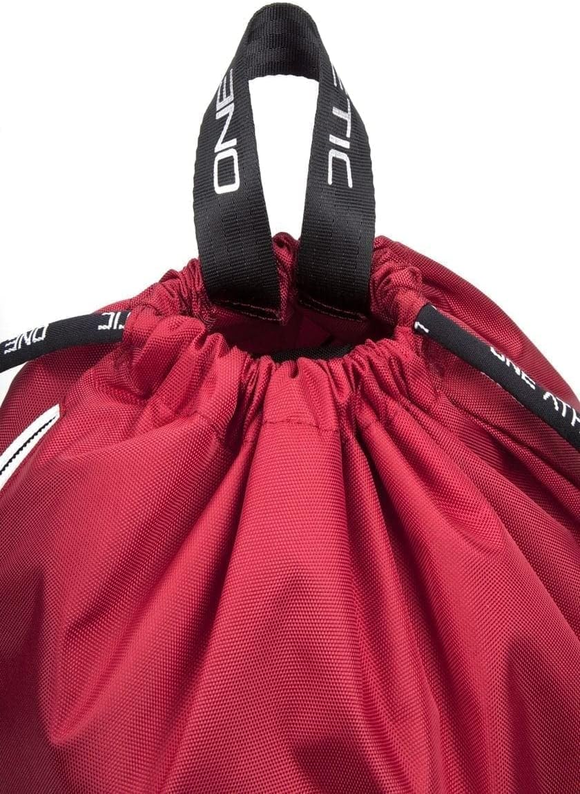 One Athletic Polyester Drawstring Bag, Red/Silver