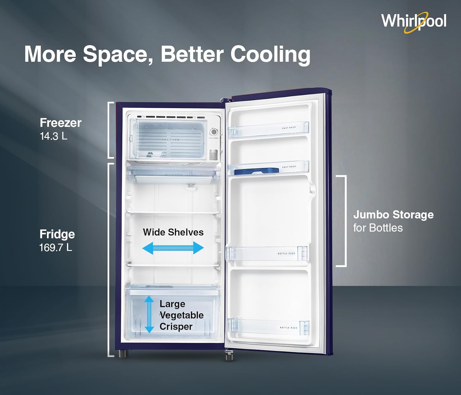 Whirlpool 184 L 2 Star Direct-Cool Single Door Refrigerator (205 WDE CLS 2S SAPPHIRE BLUE-Z, Blue,2023 Model) - Image 6