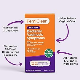 FemiClear BV Symptoms - Vaginal Ointment for Fishy Odor, Excess Discharge, Itching & Discomfort Due to Bacterial Vaginosis, All-Natural and Organic Ingredients, 2-Day Dose