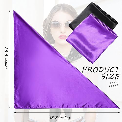 Miniatura 3 de SATINIOR Pañuelo sedoso para la cabeza de 35 pulgadas, 2 unidades, bufanda cuadrada grande para el cuello, pañuelo de satén para dormir para mujer