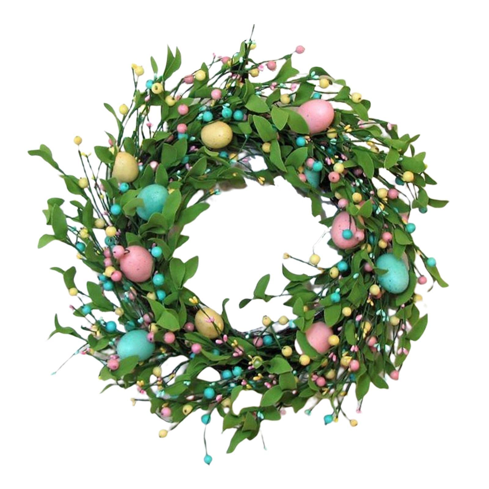 Corona Redonda de Pascua, Colgante de Primavera para Puerta Principal, Guirnalda de Flores Artificiales para Porche, Celebr, estilo yo, tal como se describe