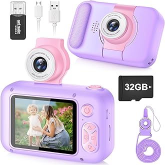 Kids Camera, ARNSSIEN Camera for Kids, 2.4" IPS Screen Digital Camera, 180° Flip Lens Student Camera, Kids Selfie Camera with Playback Game, 4 5 6 7 8 9 10 11 Years Old Christmas Birthday Gift for