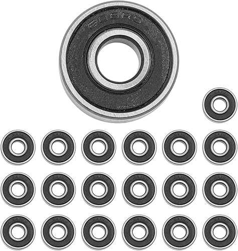 NUZAMAS 608-2RS - 20 rodamientos de bolas con doble goma sellada en miniatura, rodamientos de bolas de ranura profunda, patines en línea, patinaje