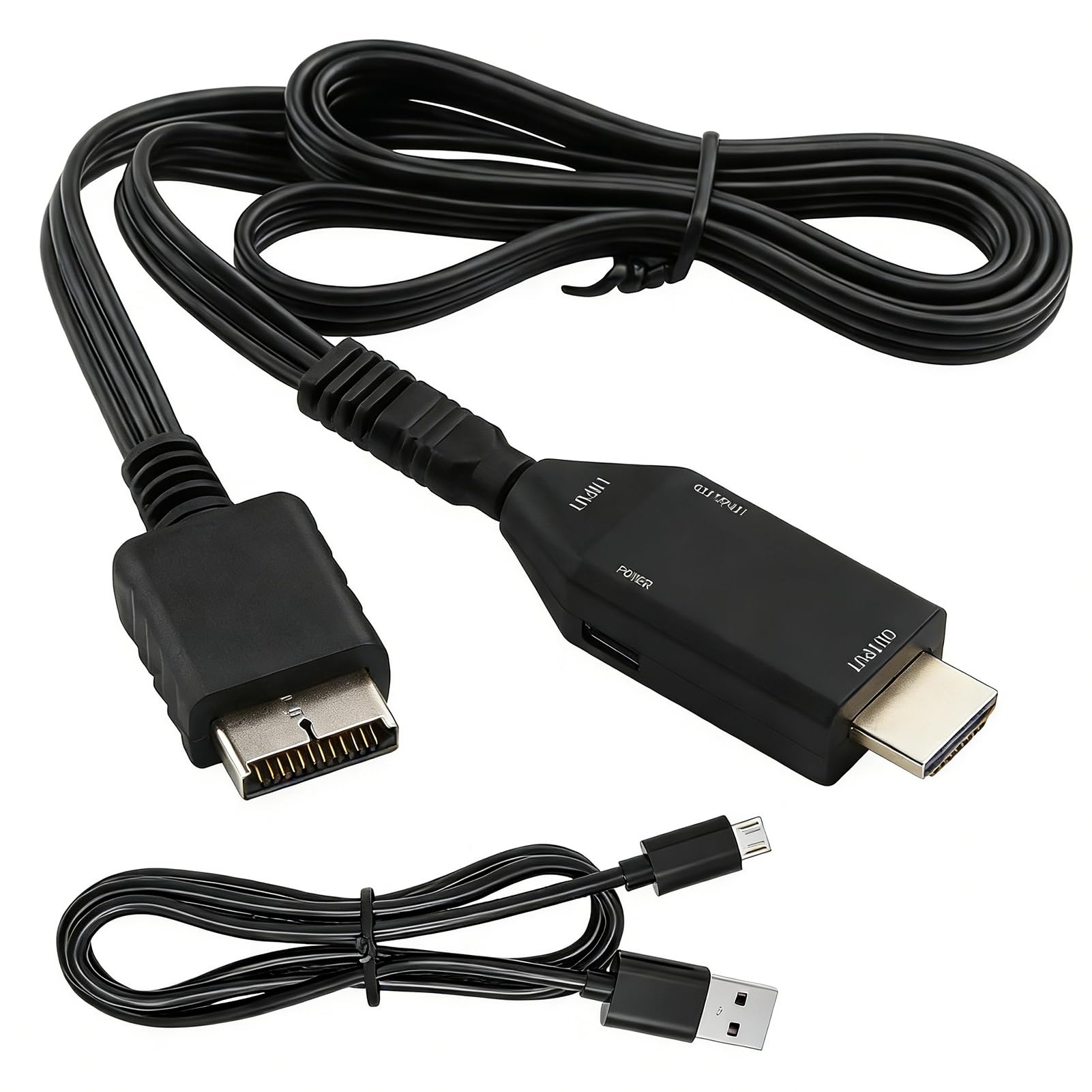 Adattatore PS1/PS2 a HDMI con cavo AV da 1 m, convertitore da PS1/PS2 a HDMI video audio 720P 1080P, segnale stabile senza perdita, plug and play per console di gioco retrò, compatibile con TV HD