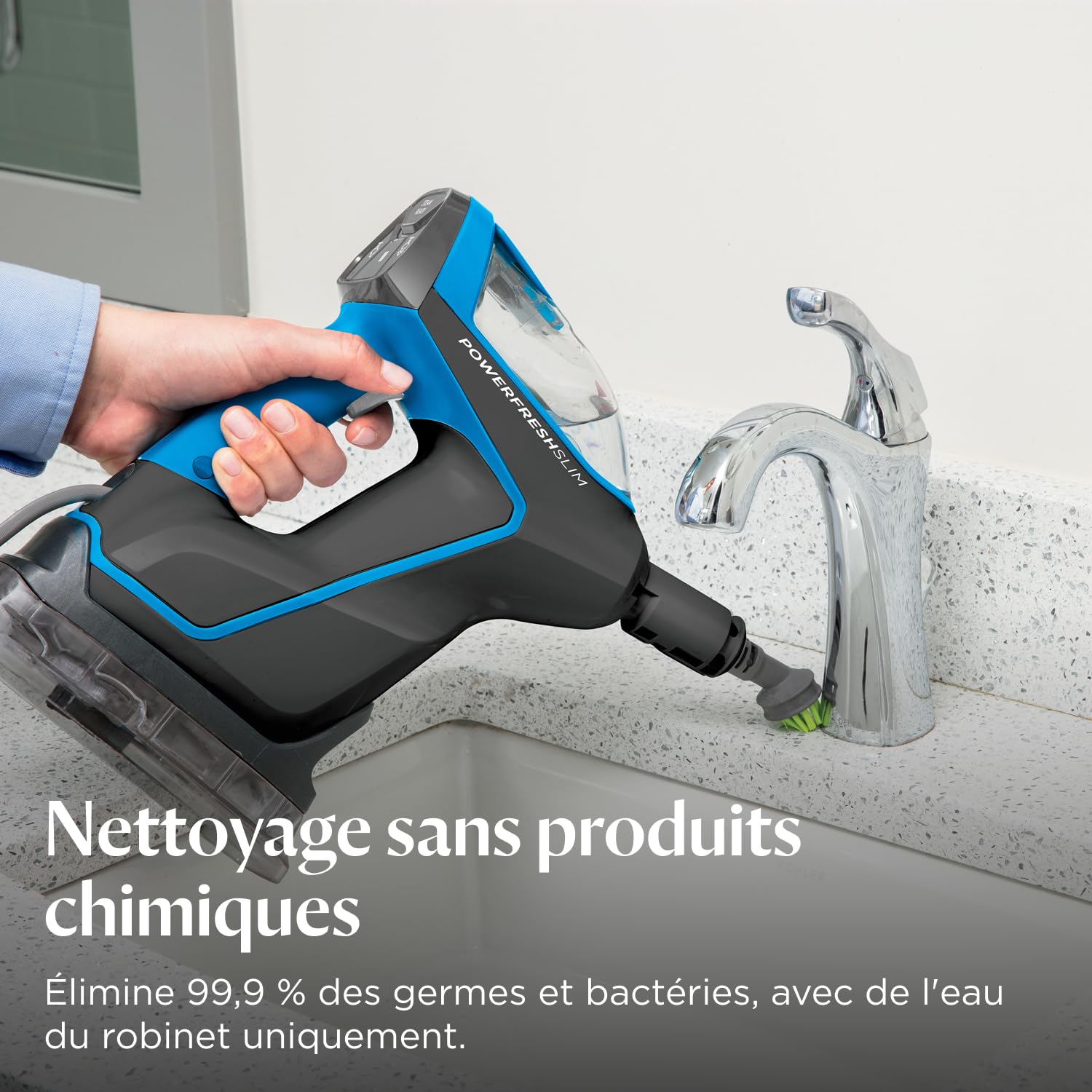 BISSELL PowerFresh Slim Steam, Nettoyeur vapeur 3 en 1, Passe du nettoyeur vapeur pour sols au nettoyeur vapeur portable, Nettoyeur portable léger et multi-usage, Access. inclus, 1600W, 4268N