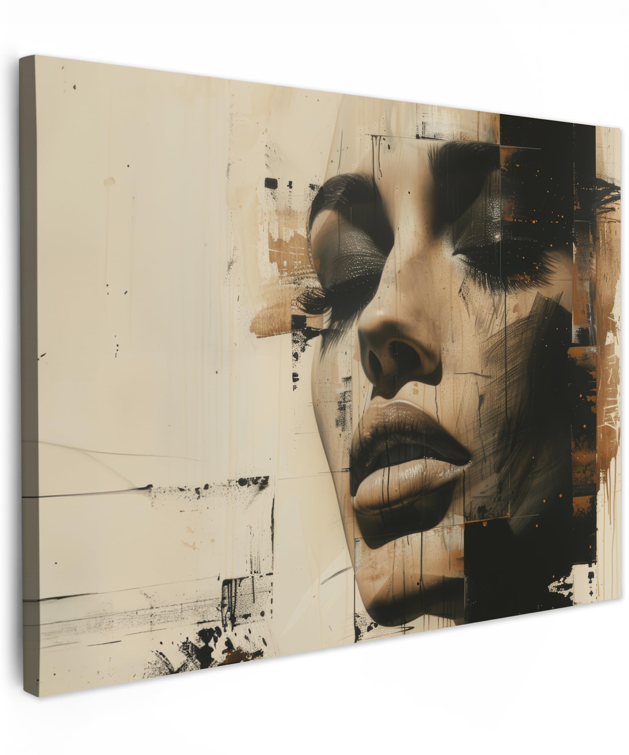 MuchoWow© Canvas Wall Art 16"x12" / 40x30 cm Home Decor Paintings for Living Room Decorations Gifts Hallway Woman - Art - Modern - Beige — image 1