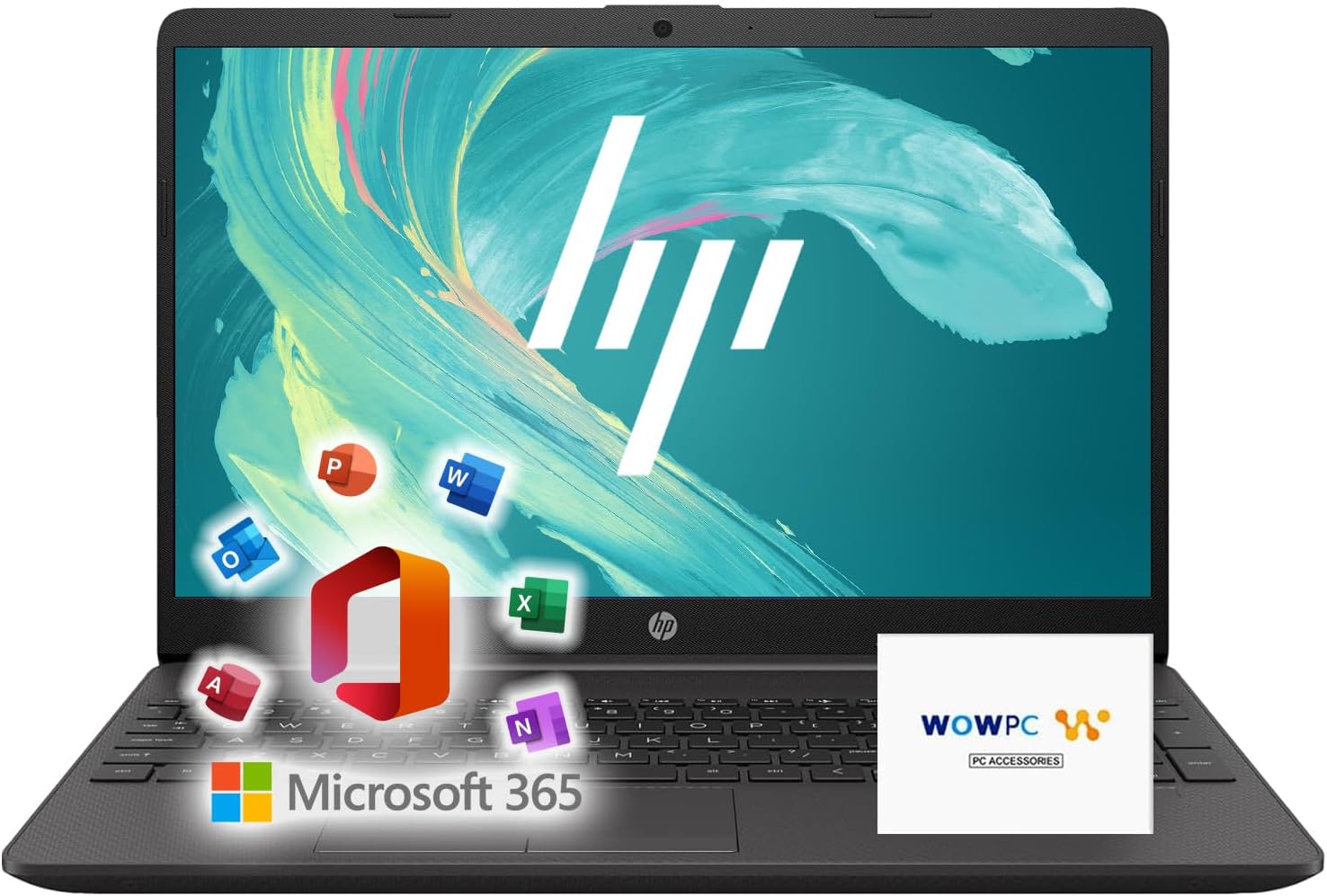 HP 15 Laptop for School, Work, and Home + Microsoft Office 365, 12GB RAM, 256GB SSD, 15.6″ FHD 1080p LED Display, Copilot AI, Fast AMD Processor, Ethernet Port RJ-45, Windows 11 Pro