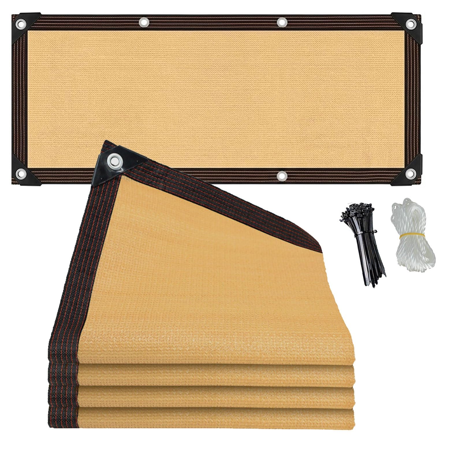 Beige Sunblock Shade Cloth, UV Resistant Sun Shade Fabric Mesh With Grommets, Outdoor Mesh Canopy for Garden Patio Greenhouse Dog Kennel Pergola, Heavy Duty Sun Shade Sail(3.5x6m)