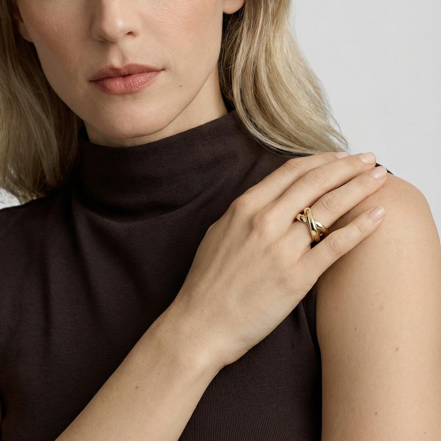 Statement Ring for Women, 14K Gold Plated 925 Sterling Silver - Elegant Intertwined Band, Chunky Ring for Her Jewerly - Image 9