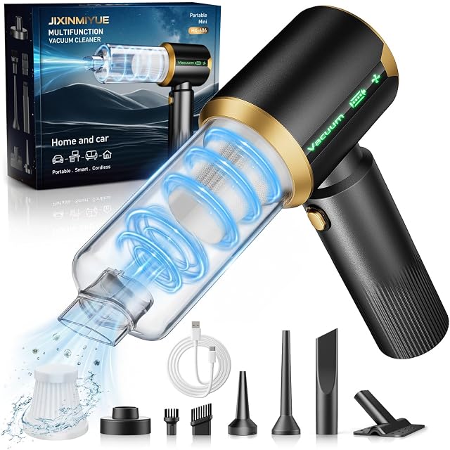 Cordless Car Handheld Vacuum: Car Vacuum Cleaner with 𝟏𝟔𝟎𝟎𝟎𝐏𝐚 Ultra-Strong Suction, 𝐁𝐫𝐮𝐬𝐡𝐥𝐞𝐬𝐬 𝐌𝐨𝐭𝐨𝐫 & HEPA Filter - Lightweight Design for Drivers and Office Workers - Ashen