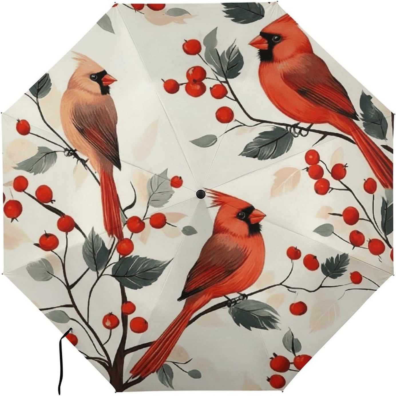 Red Cardinal Bird_ Golf Umbrellas-2 Fold Automatic,Windproof Umbrella with Portable,Strong,Folding Umbrella for Women Men