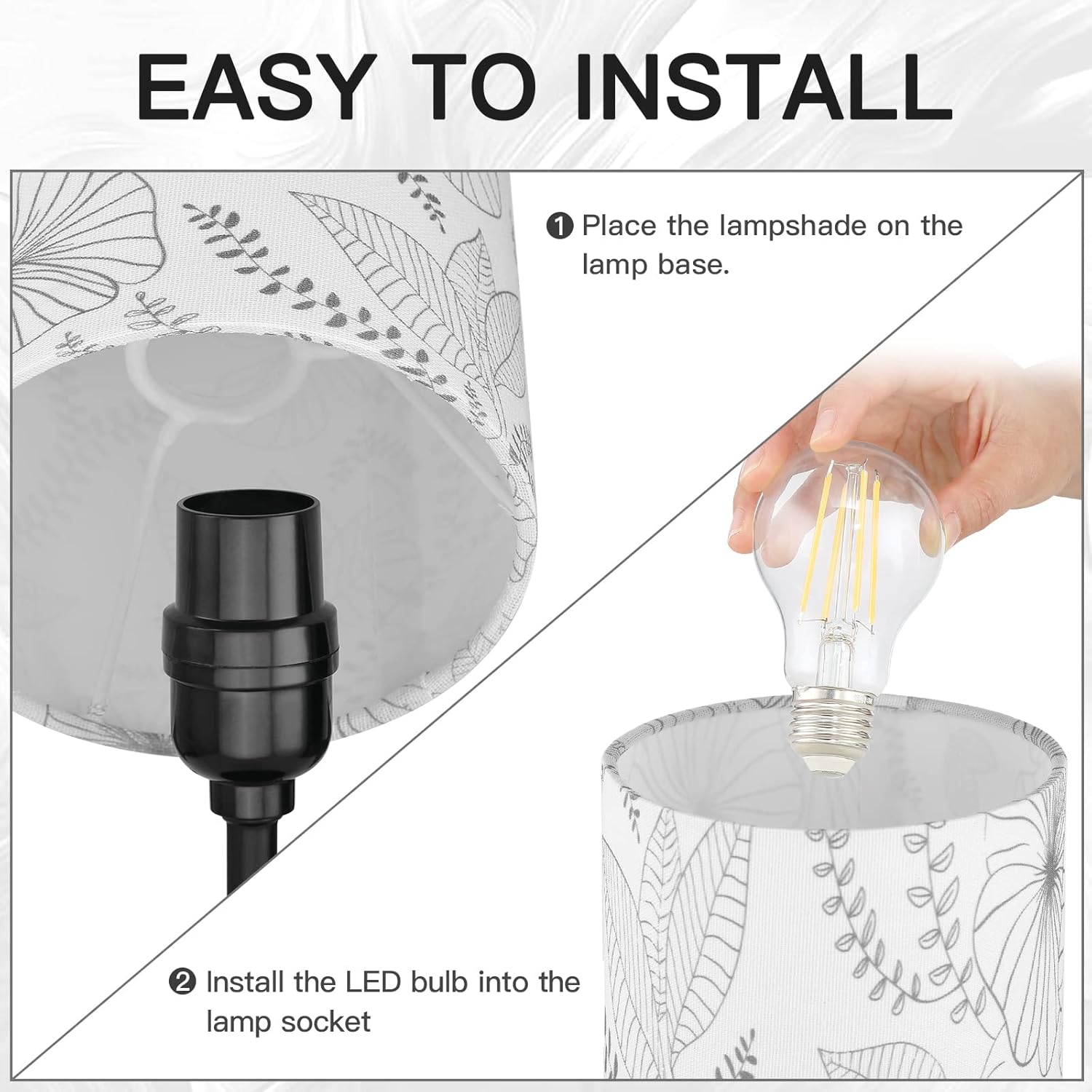 CINSARY Touch Control Bedside Lamp with 2 USB Ports, 3-Way Dimmable Table lamp for Bedroom, Nightstand Lamp with Round Flower Fabric Shade for Living Room Home Office (E26 LED Bulb Included)