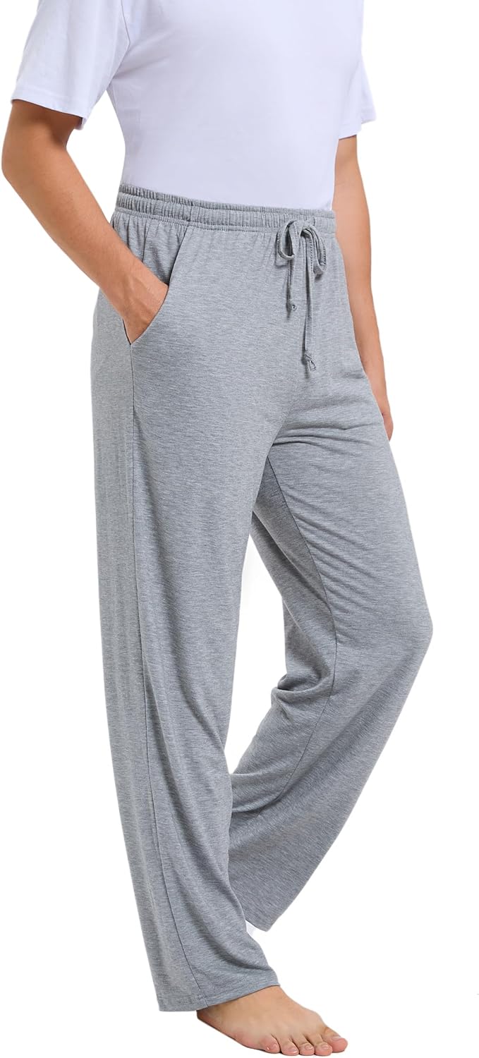 Men's Pajama Pants Soft Lightweight Open-Hem Lounge Pants Jersey PJ Bottoms with Pockets and Drawstring - Image 3