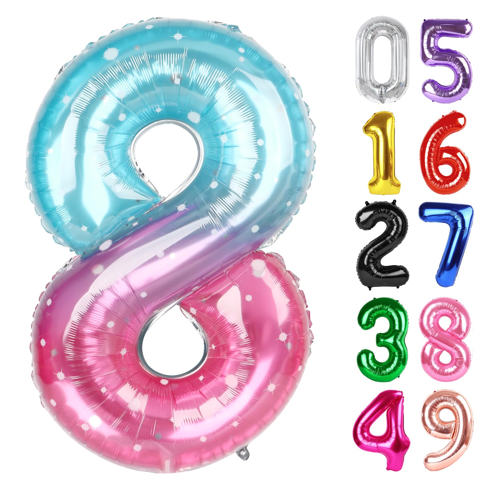 Starry Sky Number 8 Balloon 40 Inch, 8th Birthday Decorations Men Women