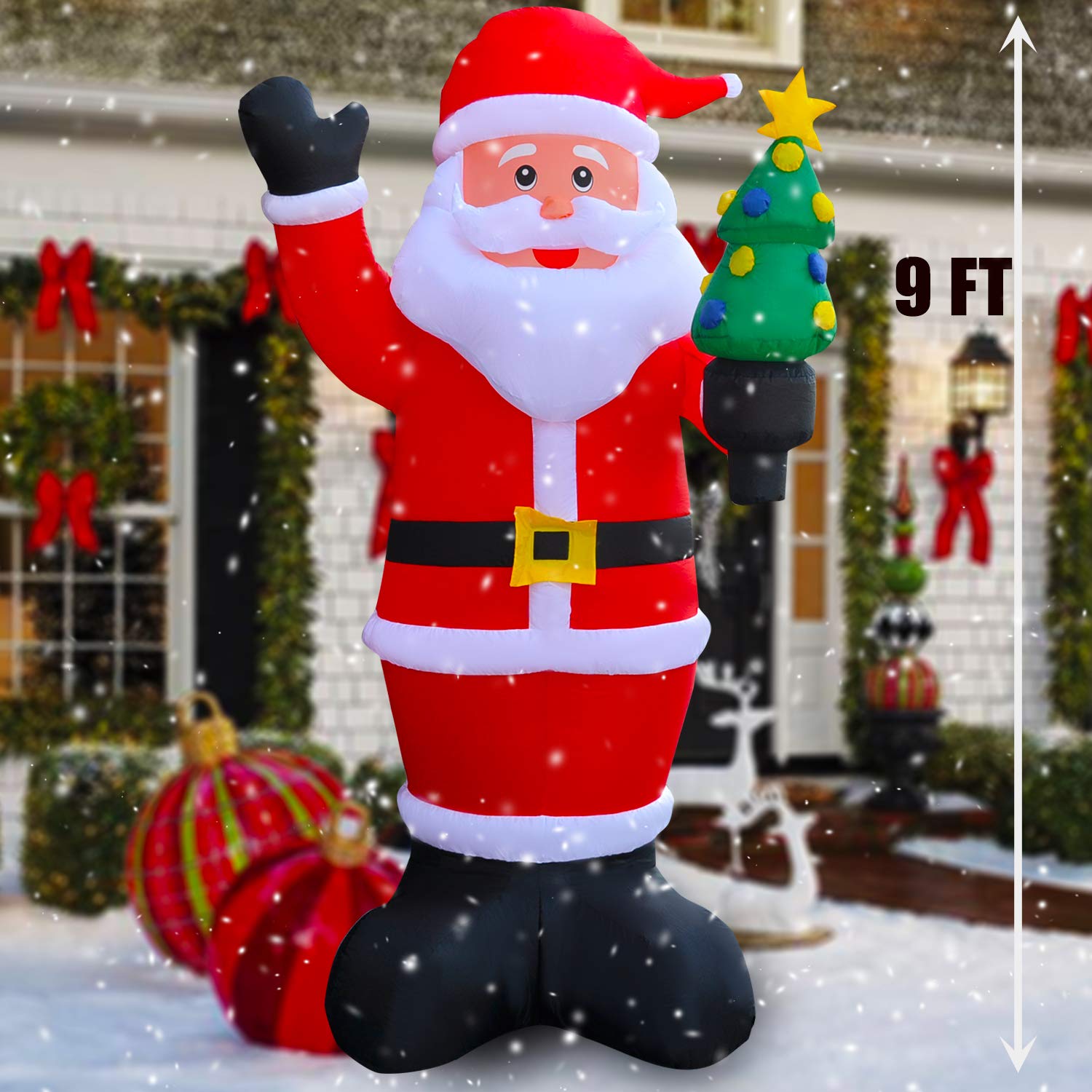 SEASONBLOW 9 FtLED Light Up Inflatable Christmas Santa Claus