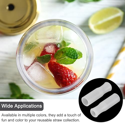 Miniatura 5 de uxcell 10 puntas de popote de silicona, cubiertas de paja de metal, puntas de popote suaves y reutilizables, aptas para popotes de acero inoxidable