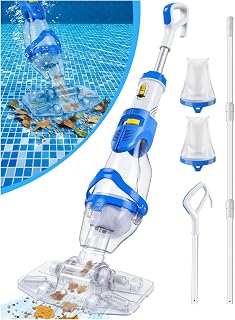 LanOcean Aspirador Piscina Bateria, 2 Modos Aspiradora Piscinas Fondos Caudal Hasta 4300 L/H, Aspiradora para Piscina Inalambrico con Varilla Telescópica, Autonomía de 70 min Limpia Fondos de Piscinas
