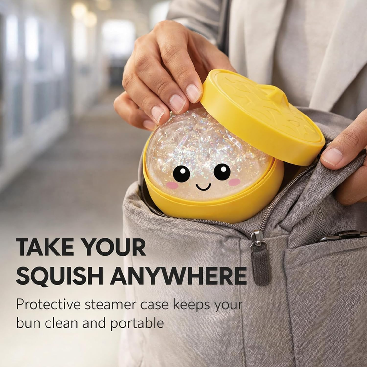 Glitter Dumpling Squishy, 2026 New Dumpling Squishy Glitter Toy for Stress Relief, Dumplings Stress Ball for Playing, Party, Alone (Yellow)