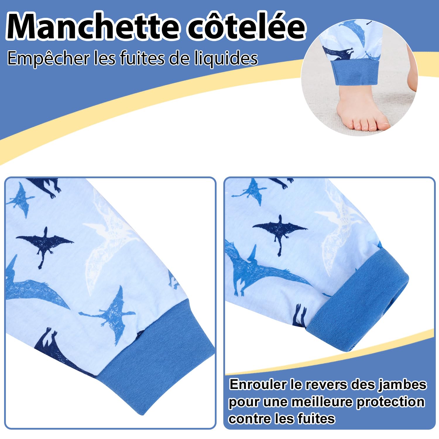 FLYISH DIRECT Culotte Apprentissage Propreté Garcon 2 Packs, Culotte de nuit Enfant Lavable, Jupe de Couche Imperméable Coton, Anti-fuite Jupe Apprentissage Propreté 5-7 ans, Train Pterosaur, L