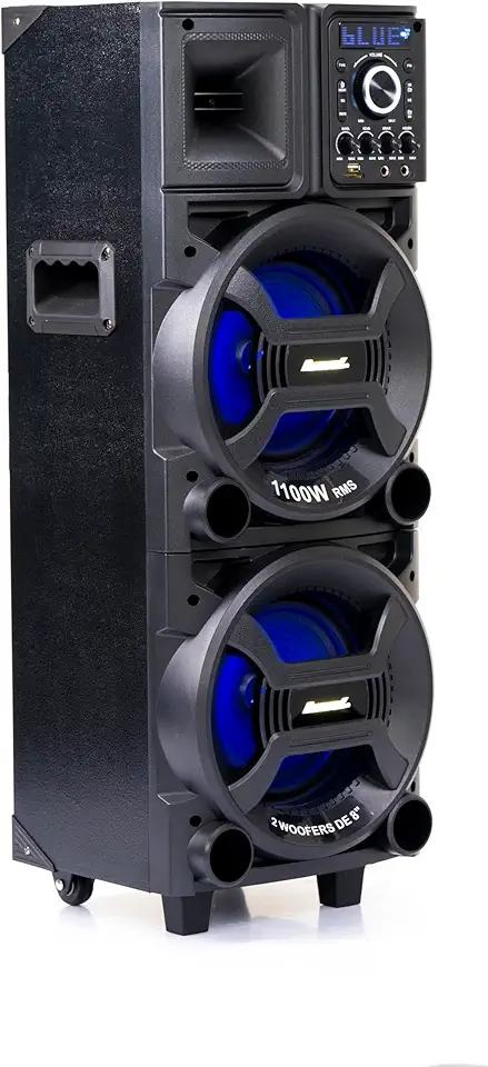 Amvox Caixa de Som Amplificada ACA 1101 Black Duplo 8-1100W RMS, Bluetooth, Equalizador, USB