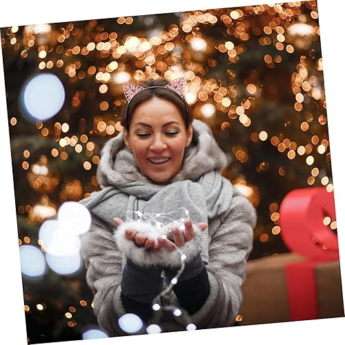 Miniatura 5 de FOMIYES Diademas de perlas para mujer, cintillos de para mujer, diadema de orejas de cristal, diadema de lentejuelas para el pelo con orejas de