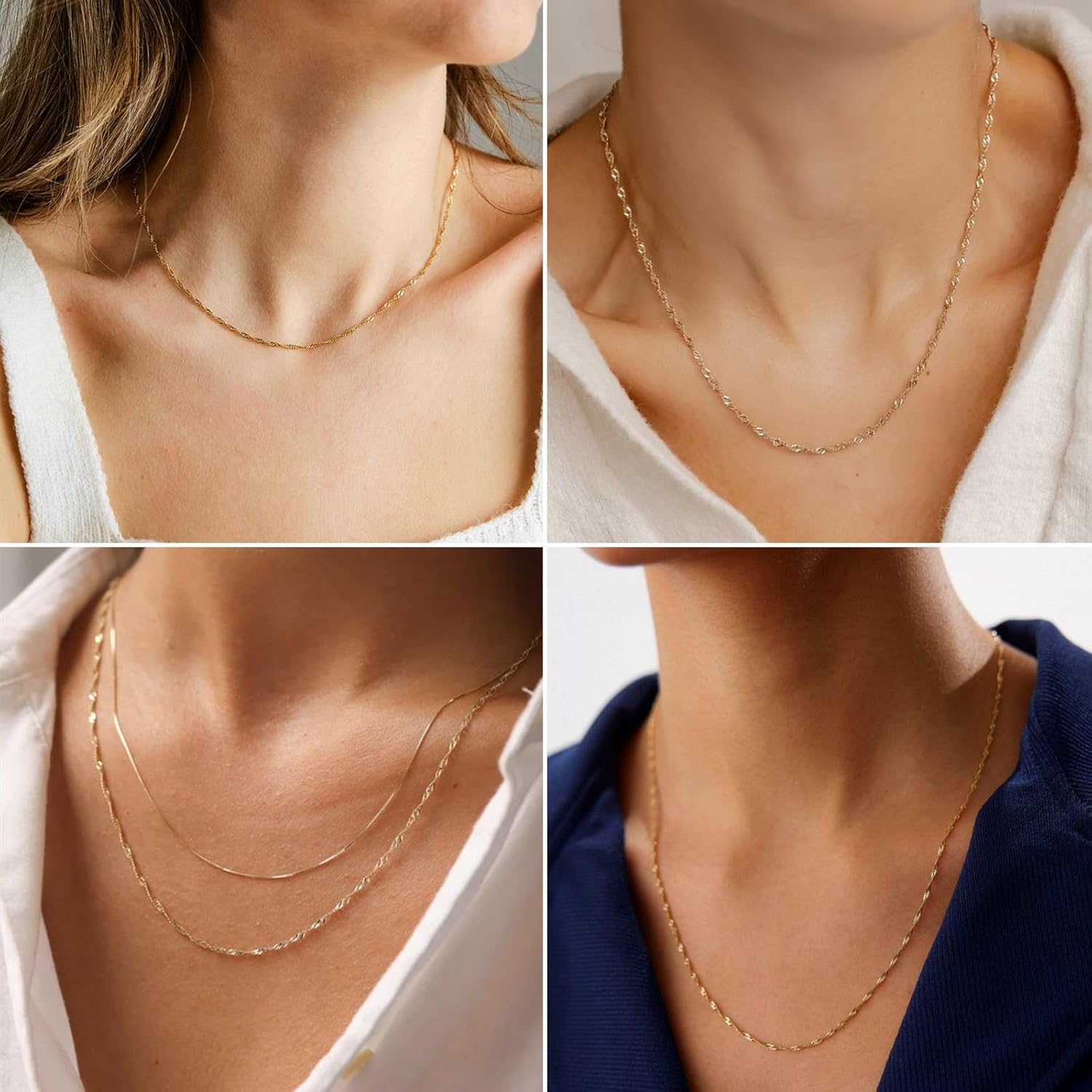 33 Feet 18K Gold PVD Plated Singapore Chains Roll, 1.7mm Width 304 Stainless Steel Gold Twisted Link Chain Bulk Spool for Jewelry Making DIY Craft - Image 5