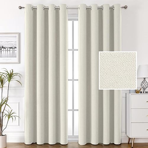 H.VERSAILTEX Cortinas de lino 100% opacas, cortinas térmicas para sala de estar y dormitorio, cortinas de arpillera texturizada con lino de doble