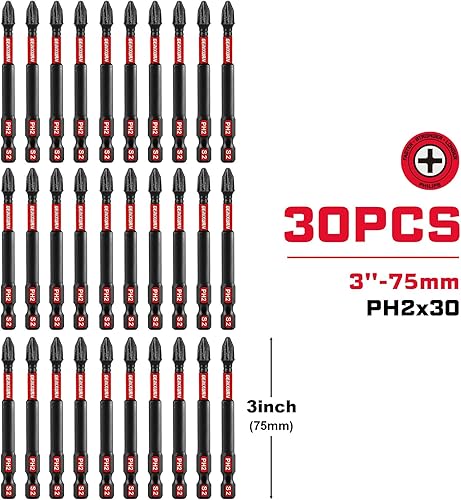Miniatura 2 de Impact Tough #2 Phillips - Juego de 30 puntas de destornillador PH2 a granel de 3 pulgadas