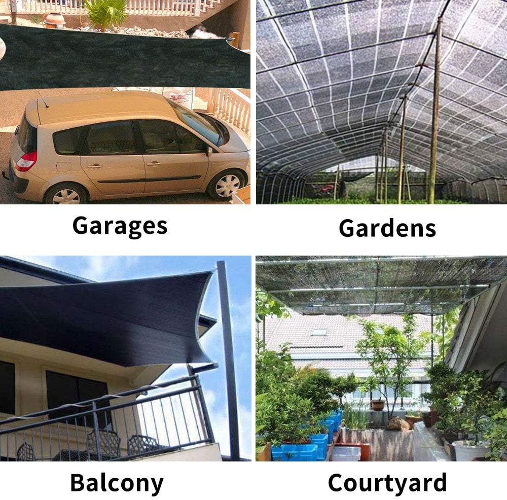 Cheruje 90% Shade Cloth，Black Sun Mesh (10 × 10 FT) Taped Edge with Grommets UV Resistant Shade Sunblock Net for Greenhouse，Barn or Kennel Flowers Plants Patio Lawn Mesh