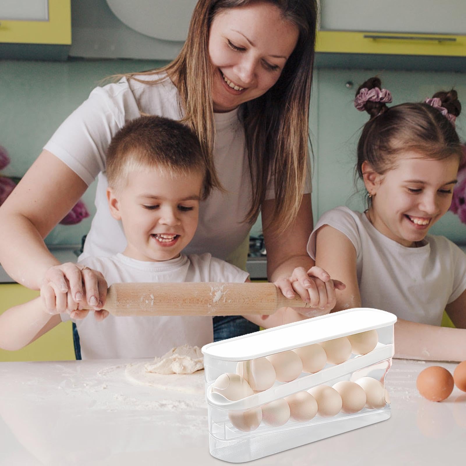Distributeur Œufs Frigo 2 Niveaux - Transparent - Capacité 12-14 Œufs - Gain De Place - Rangement Automatique
