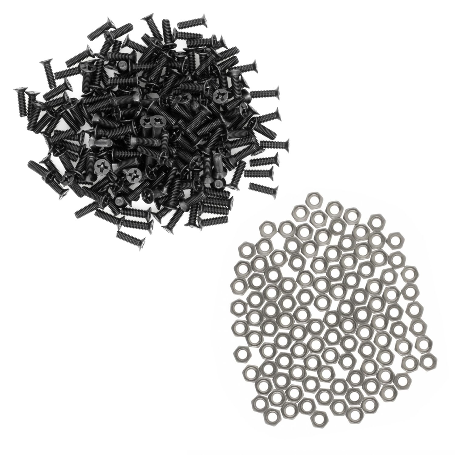 50-Pack Screw and Nut Set for D-Series Panel Mount, Black Countersunk Phillips Screws + 304 Stainless Hex Nuts for D-Type Panel Connectors, Durable