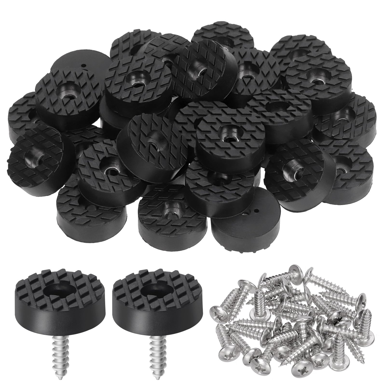 Swpeet 32Sets 24mm Round Black Furniture Pads with Screws - Image 2