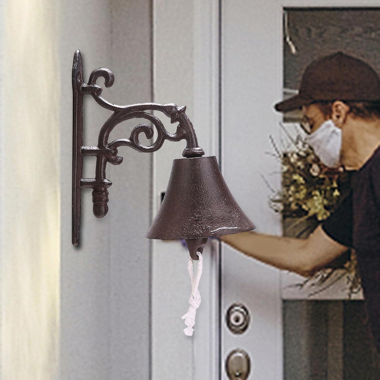 Heavy Duty Cast Iron Wall Bell, Garden Decoration Welcome Sign Chime Accessories Front Doorbell, Outdoor Iron Door Garden Porch, Vine Bell (Vine Bell)