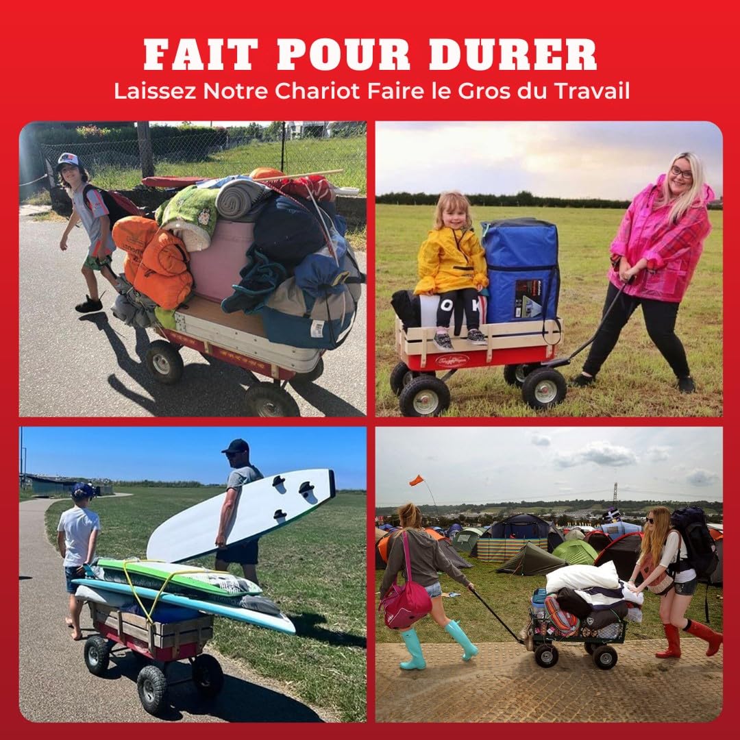 Chariot à traction - Notre chariot tout terrain sur roues est parfait pour la plage, le shopping, le jardin, les festivals et le camping, idéal pour le shopping des chiens et des enfants
