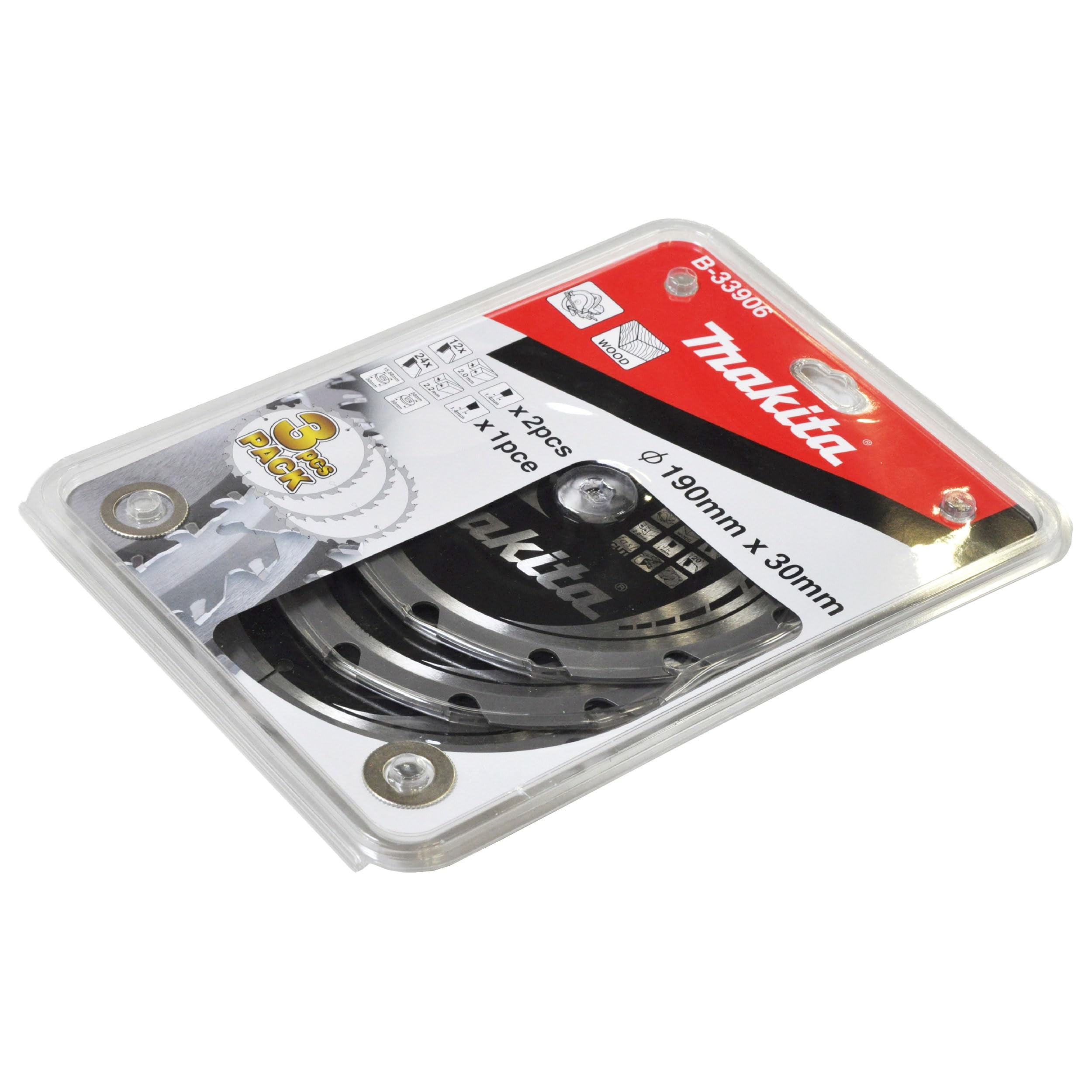 Aparoli B-33906 Lot de 3 lames de scie circulaire Makita Mak-Force190 mm pour scie circulaire sans fil