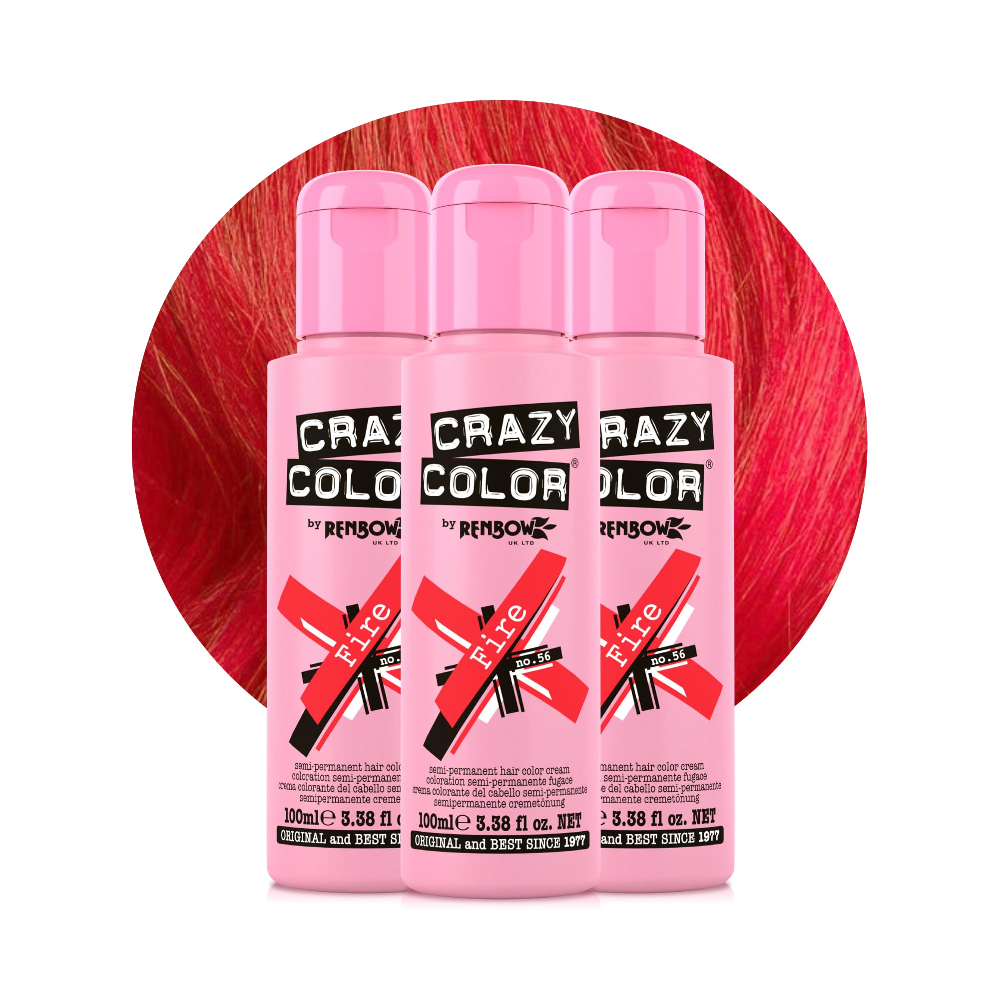 Crazy Color Fire Red Hair Dye Trio 300ml