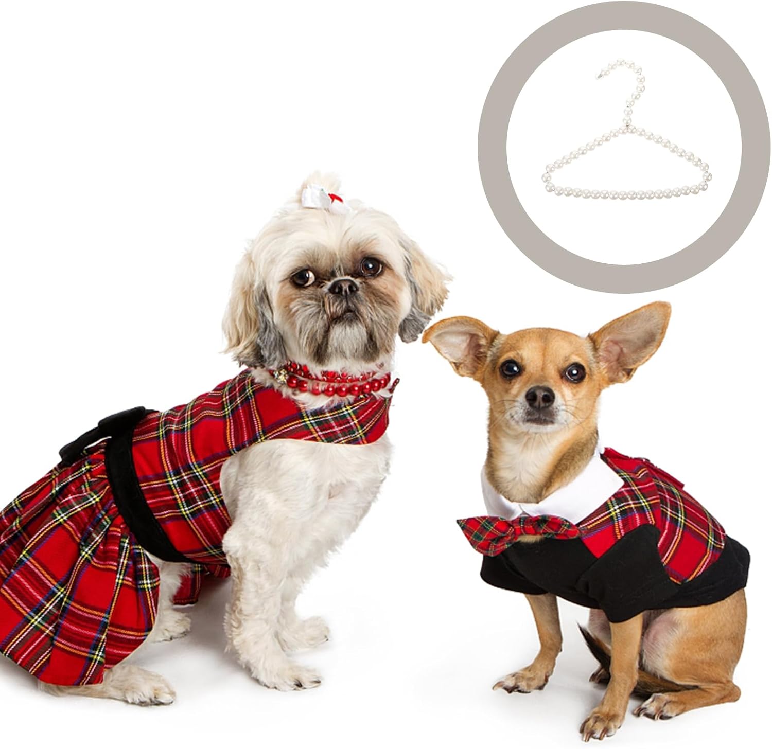 Ipetboom 3 pcs Pet Clothes Hangers Pearl Dog Clothes Hanger Rack for Dresses Skirts Jackets and Pants Decorative Pet Grooming Hangers for Puppy Cat and Chihuahua Closet Storage