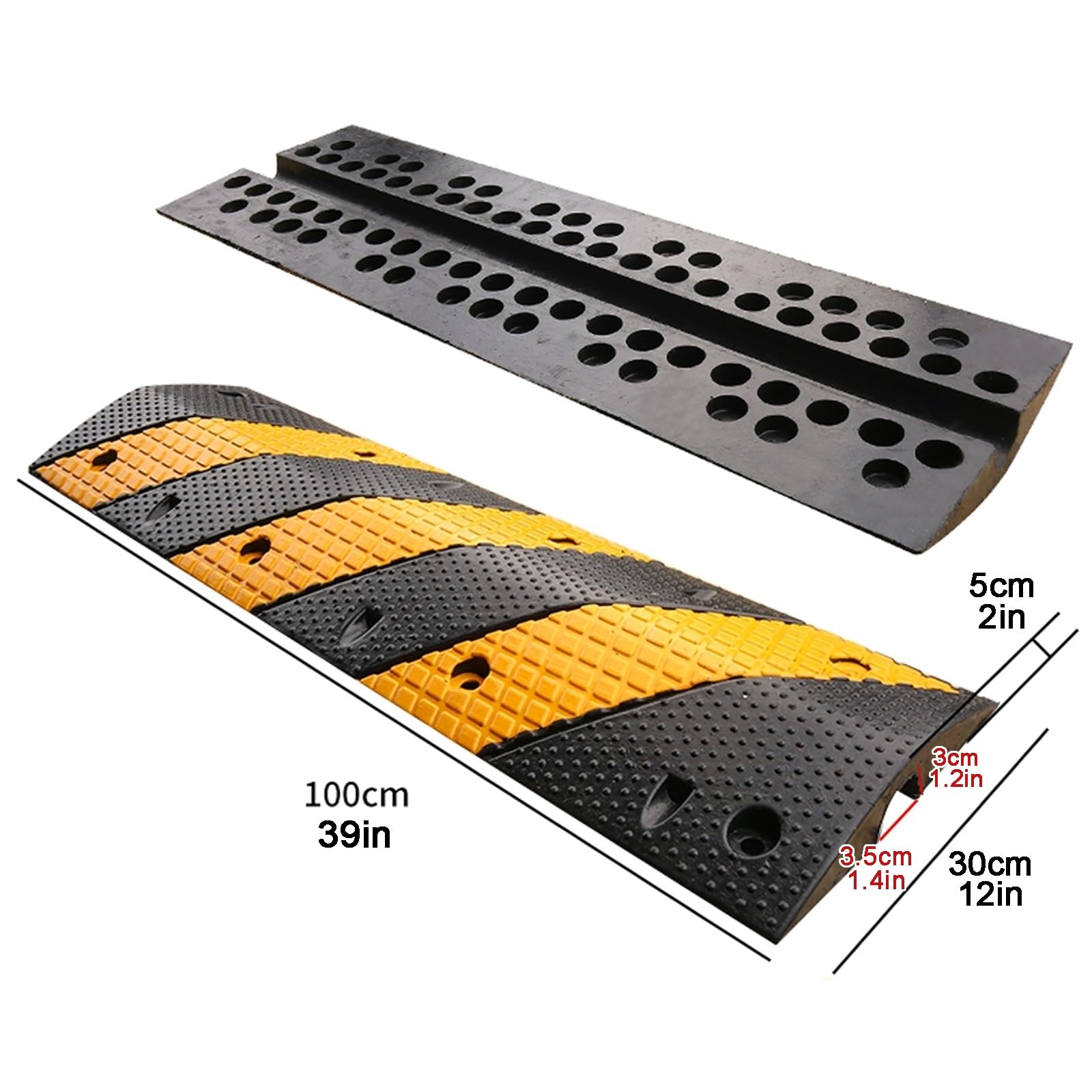 Pasacables Suelo de Goma para Carretera 1 Canal Resistente Canaleta Cables con 8 Pernos para Extremos de Rampa