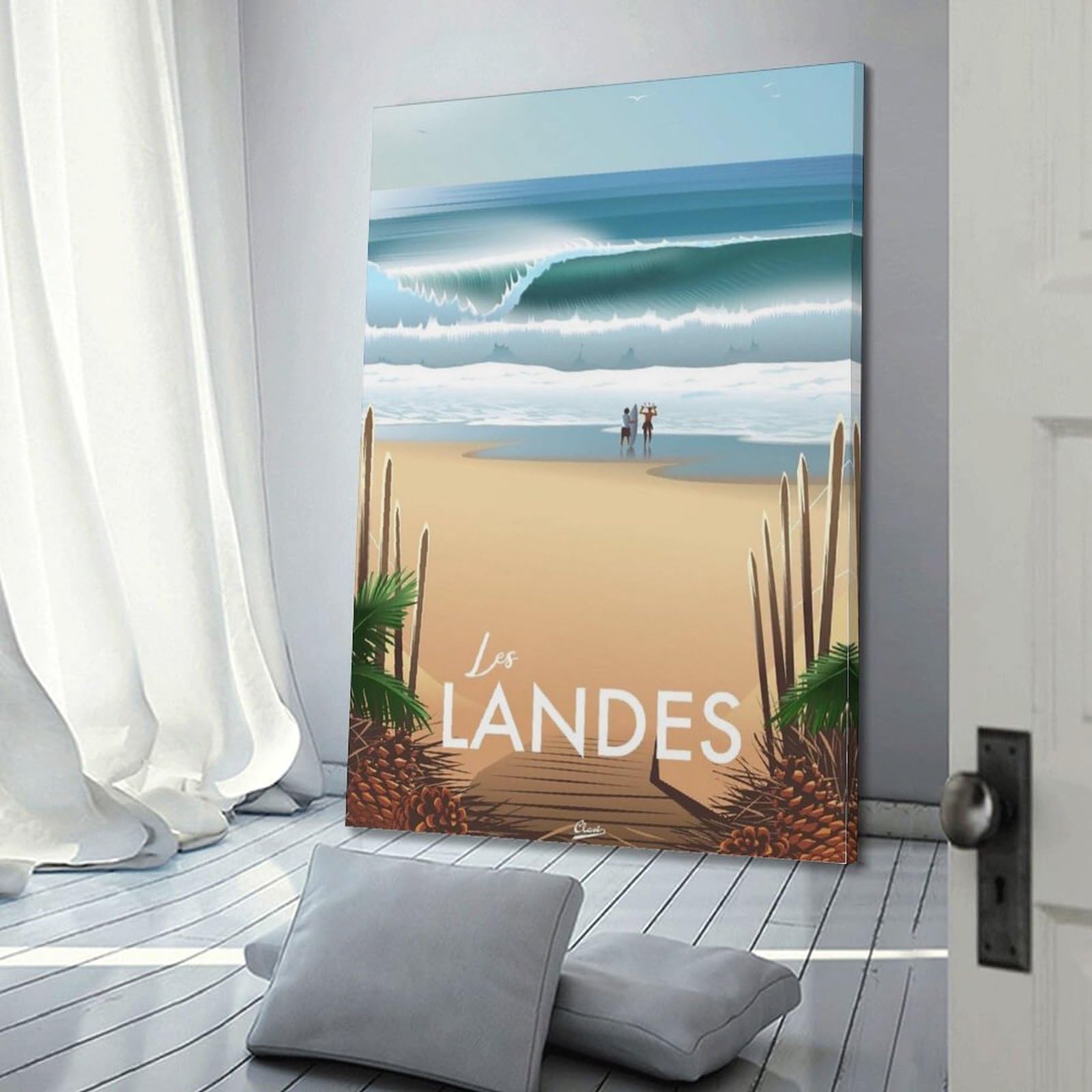 Affiche Vintage Landes Au Bord Du Lac – Poster Rétro 30x45 Cm Sans Cadre, Décoration Voyage & Esthétique