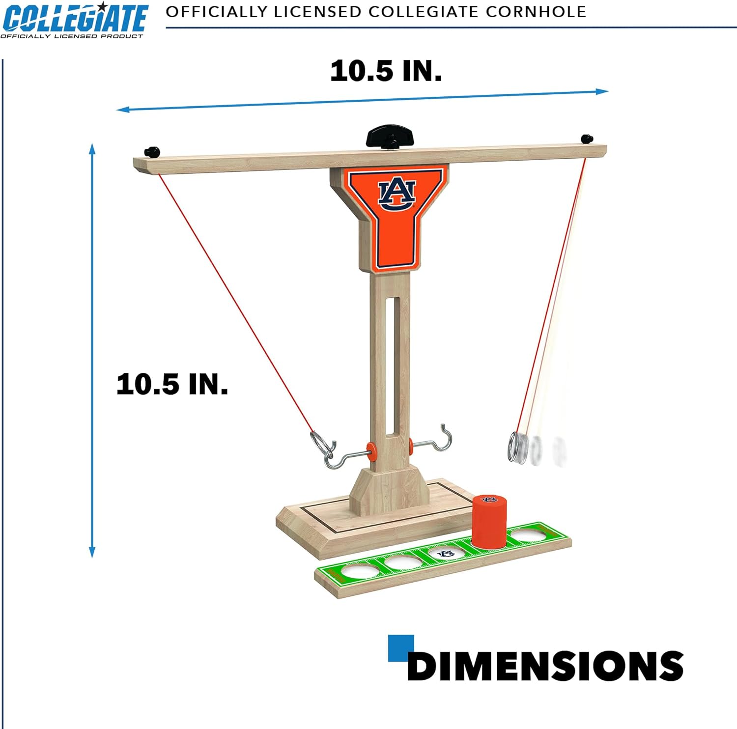 Wild Sports NCAA Auburn Tigers Wooden Ring Swing Battle - Head-to-Head Ring Toss Hook & Ring Game for College Football Fans