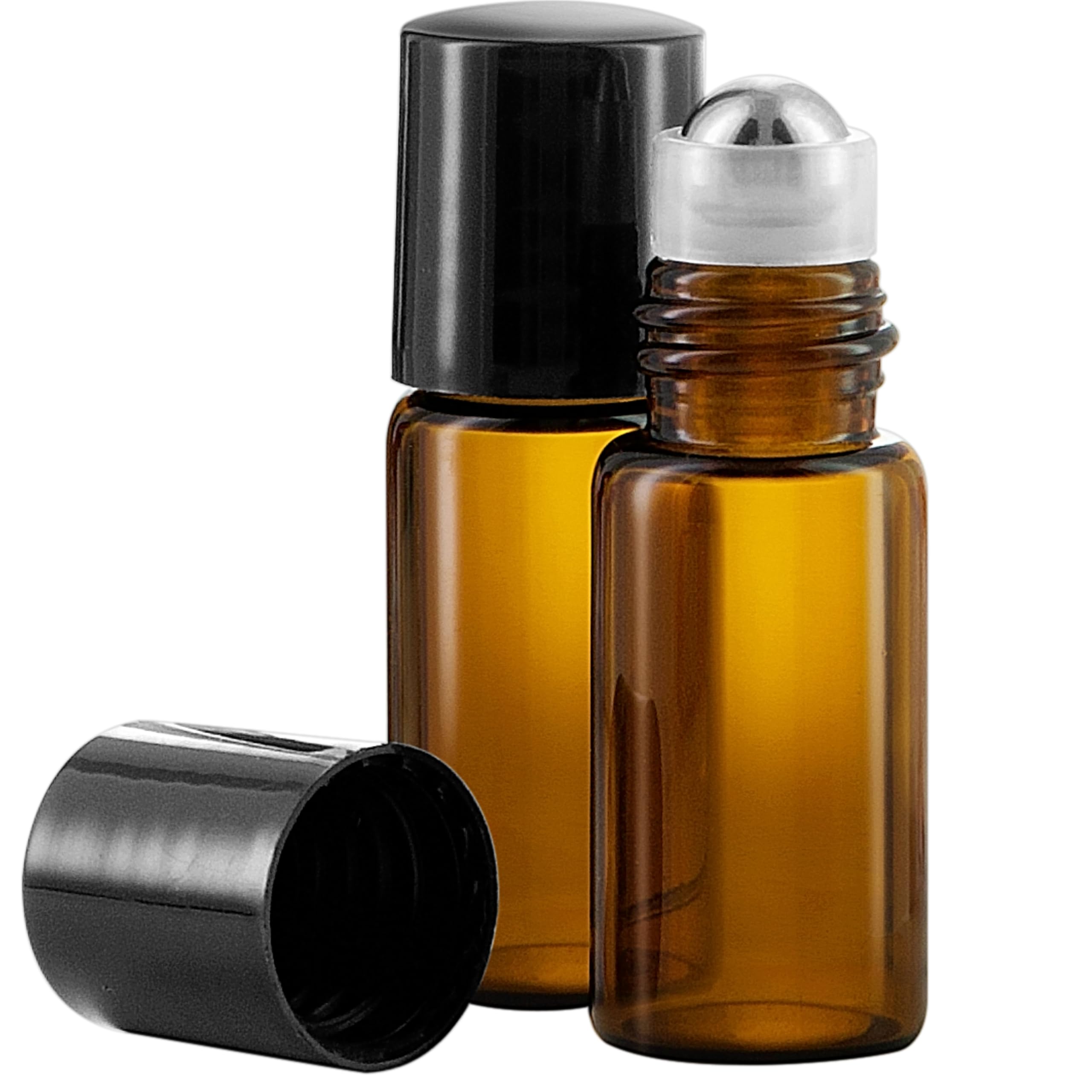 Bottiglie roll on oli essenziali 3ml - 5 confezioni di vetro ambrato riempibile per aromaterapia, profumi o massaggi