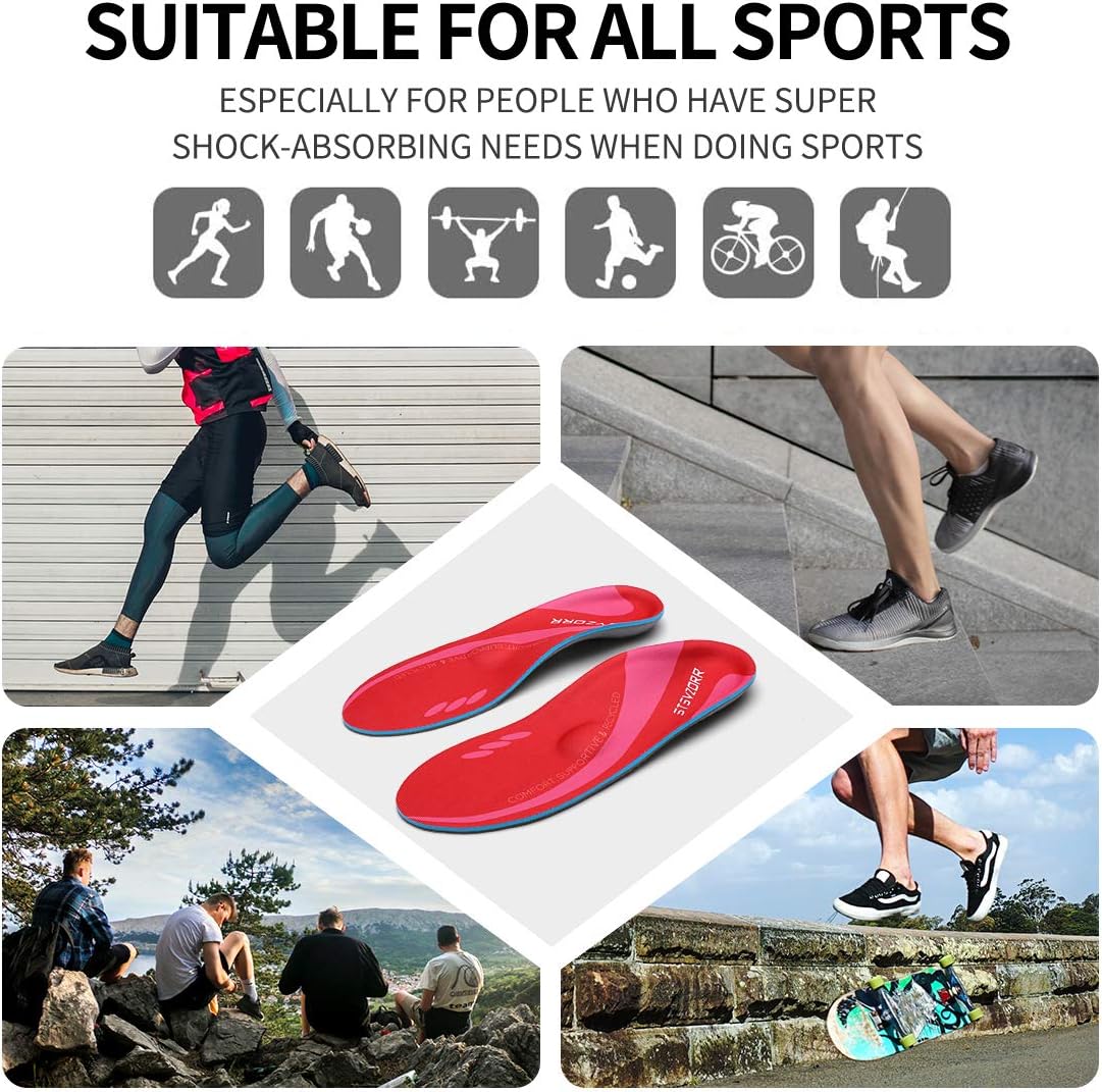 STSVZORR Plantar Fasciitis Relief Metatarsal Pain Arch Support Inserts Flat Foot Orthotic Insoles Sports Running Hiking Shock Absorb Men Women Long TIme Standing, Size 5 - Image 6
