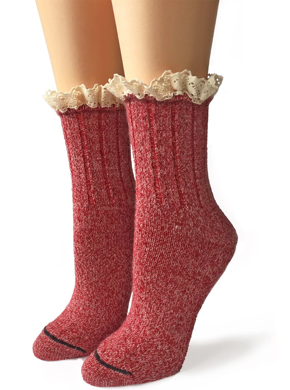 WARRIOR ALPACA SOCKSWARRIOR ALPACA SOCKS - Ladies Alpaca Wool, Lace Trimmed Ankle Socks