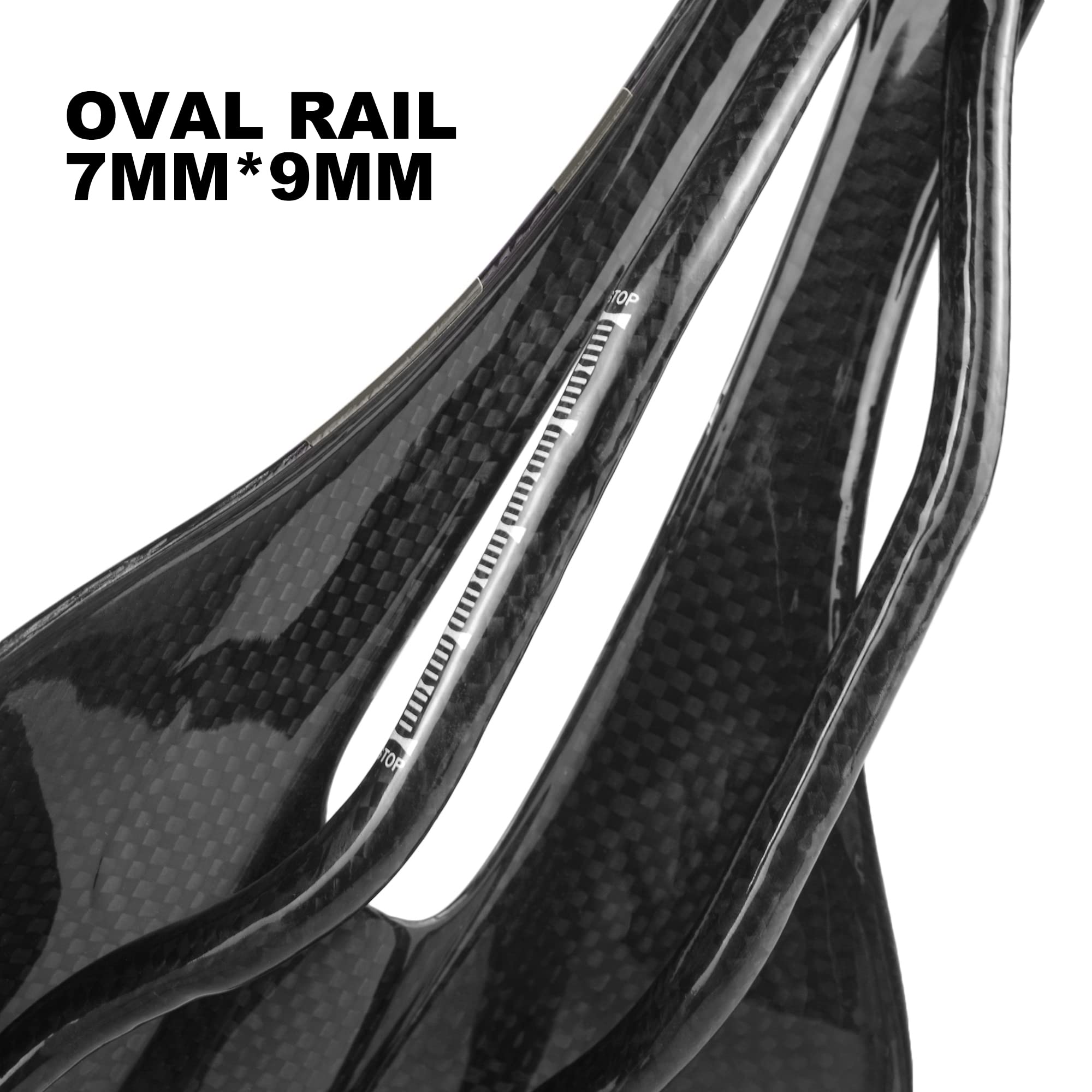 WALGUN WG1050 Selle De Vélo En Fibre De Carbone - 143mm X 270mm, Poids 99g - Rail Carbone 7x9mm - Pour Route Et VTT