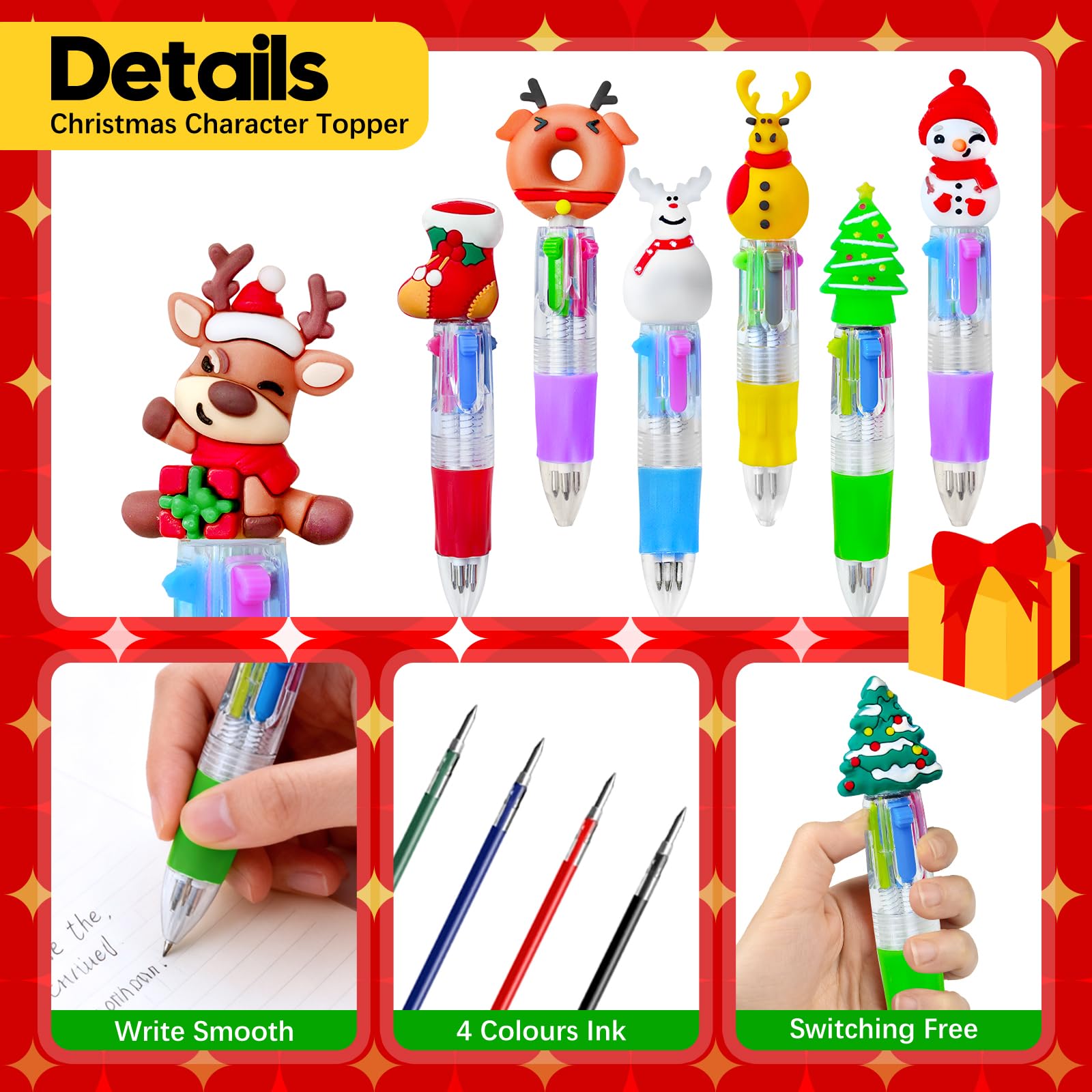 KIDRENFUN Christmas Party Bag Fillers, 24 PCS Christmas Stationery Mini Pen, Eve Box Fillers Stocking Fillers - Image 4