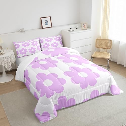 Miniatura 5 de Manfei Lindo juego de edredón de margaritas para niños, juegos de ropa de cama retro Groovy de los años 70 para adolescentes, bonita decoración de