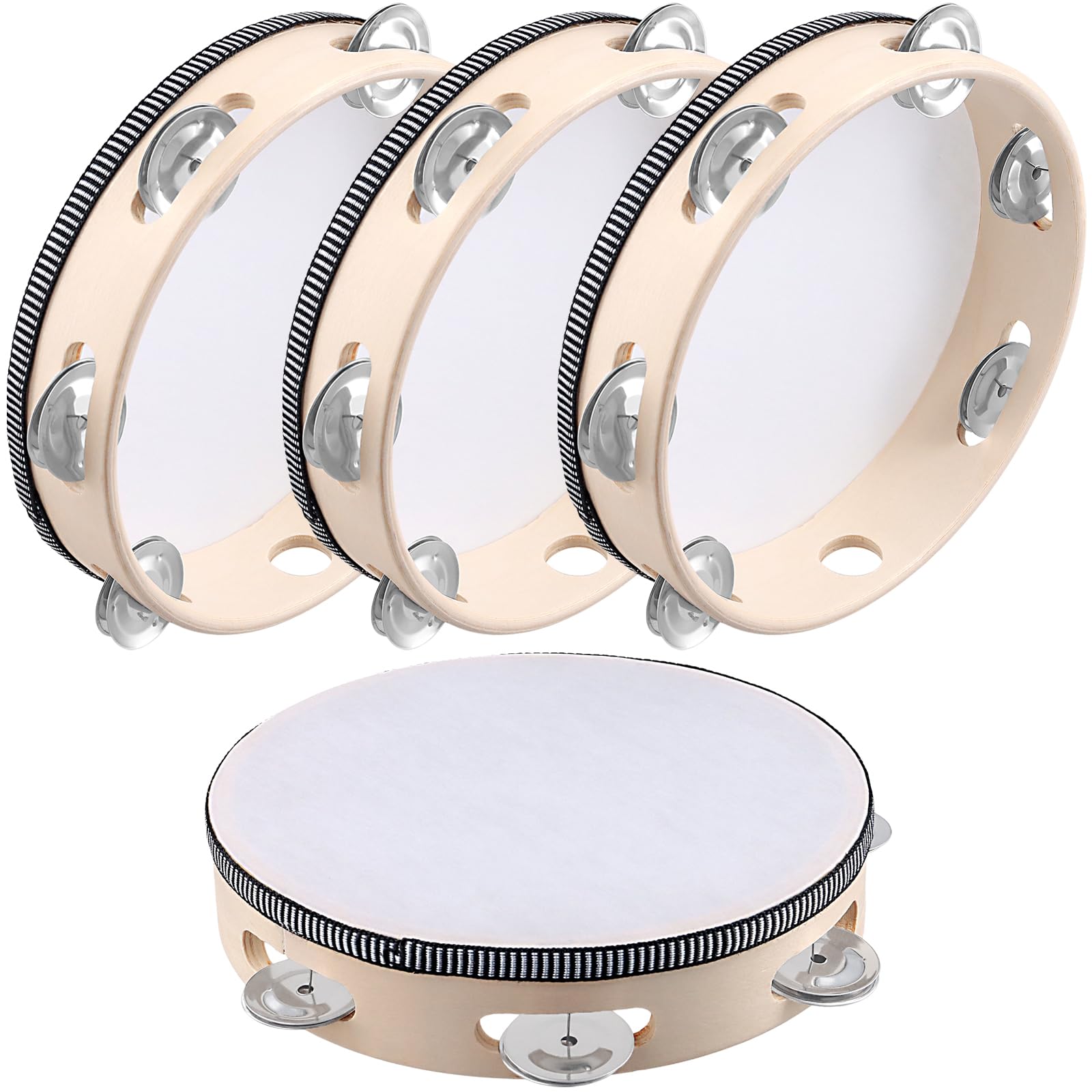  Kohand 8 inch wooden handheld tambourine drum for church musical educational use
| Hand held single row tambourine drum